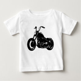 Black White Classic Cruiser Motorcycle Vector Art ベビーTシャツ