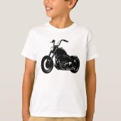 Black White Classic Cruiser Motorcycle Vector Art Tシャツ (正面)