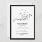 Black White Classic Graduation cap typography 招待状 (正面)