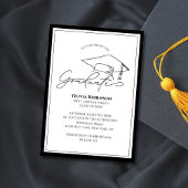 Black White Classic Graduation cap typography 招待状