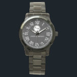 Black & White Classic Monogram Newlyweds 腕時計<br><div class="desc">Elegant Vintage Monogram Black and White Couple Names Wristwatch – Timeless Personalized Gift Add a touch of classic elegance to your style with this Vintage Monogram Black and White Couple Names Wristwatch. Featuring a sophisticated black and white design, this personalized timepiece is a perfect wedding or anniversary gift for couples....</div>