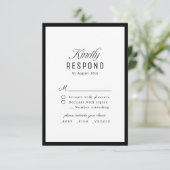 Black White Classy Script Elegant QR code Wedding 出欠カード (スタンド正面)