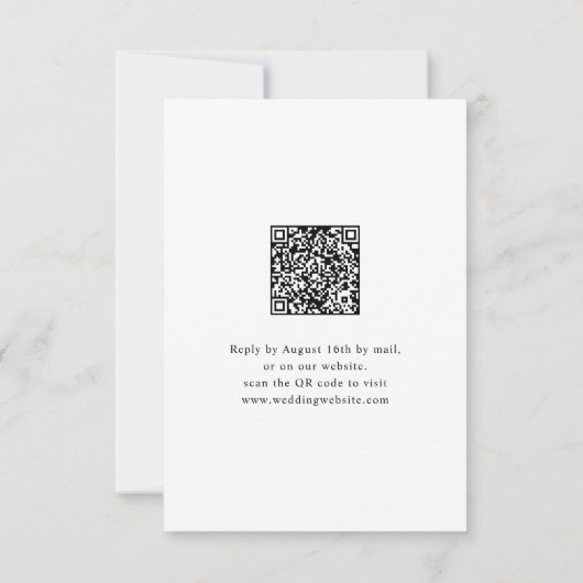 Black White Classy Script Elegant QR code Wedding 出欠カード (裏面)