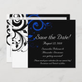 Black/White/Cobalt Blue日付はっきりしたの保存 案内ポストカード (正面/裏面)