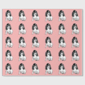 Black White Cocker Spaniels Pink Wrapping Paper ラッピングペーパー (フラット)