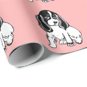 Black White Cocker Spaniels Pink Wrapping Paper ラッピングペーパー (ロールコーナー)