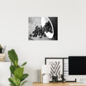Black & White Coffee Beans & Coffee Mug 16x20 ポスター (ホームオフィス)
