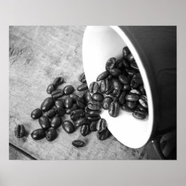 Black & White Coffee Beans & Coffee Mug 16x20 ポスター