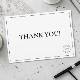 Black White Company Logo Custom Simple サンキューカード