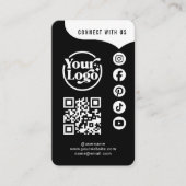 Black White Connect With Us QR Code 5 Social Media 名刺 (正面)