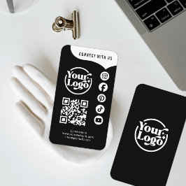 Black White Connect With Us QR Code 5 Social Media 名刺