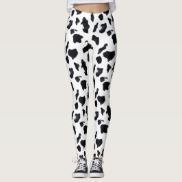 Black White Cow Print レギンス