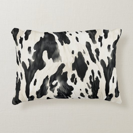 Black White Cow Print Animal Farm アクセントクッション (正面)
