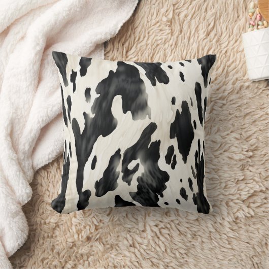 Black White Cow Print Animal Farm クッション (ブランケット)