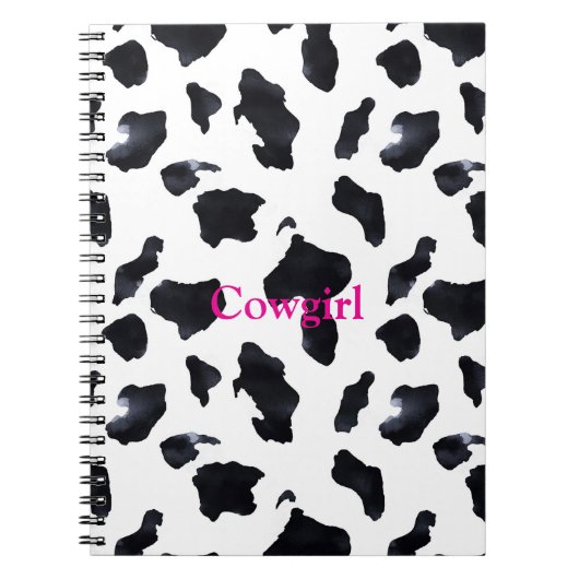 Black White Cow Print Cowgirl ノートブック (正面)