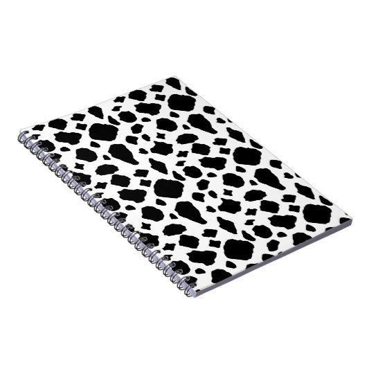 Black & White Cow Print Pattern ノートブック (右側)