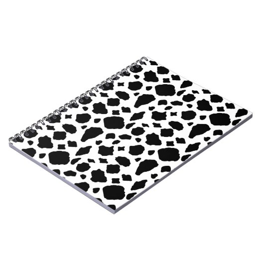 Black & White Cow Print Pattern ノートブック (左側)