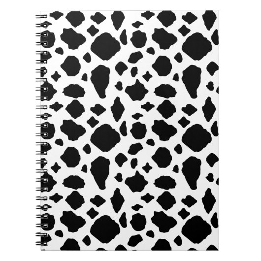 Black & White Cow Print Pattern ノートブック (正面)