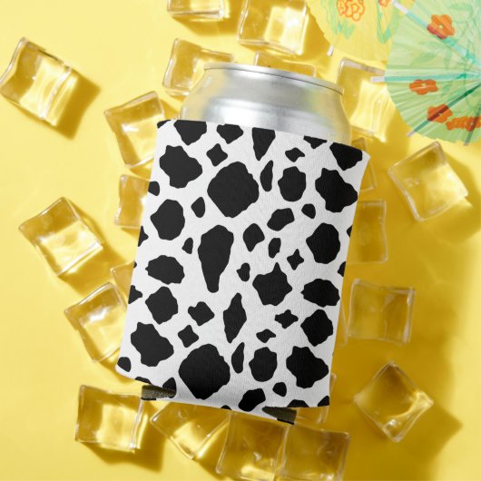 Black White Cow Print Pattern Trendy Modern  缶クーラー (インサイチュ 夏)
