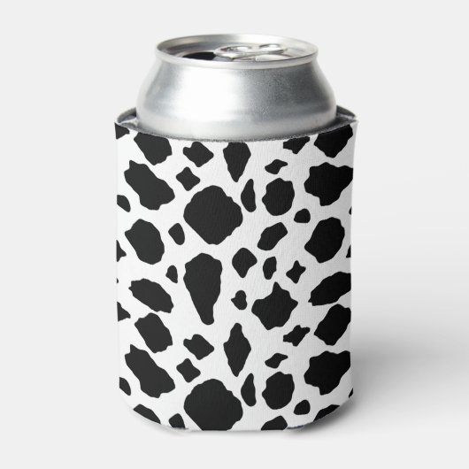 Black White Cow Print Pattern Trendy Modern  缶クーラー (缶正面)