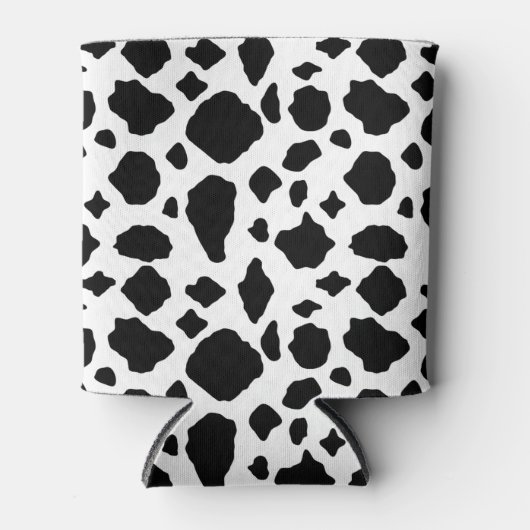 Black White Cow Print Pattern Trendy Modern  缶クーラー (正面)