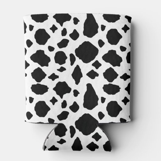 Black White Cow Print Pattern Trendy Modern  缶クーラー (裏面)