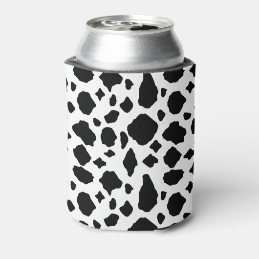 Black White Cow Print Pattern Trendy Modern  缶クーラー (缶裏面)