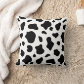 Black White Cow Print Pillow Farm Animal Pattern  クッション (ブランケット)