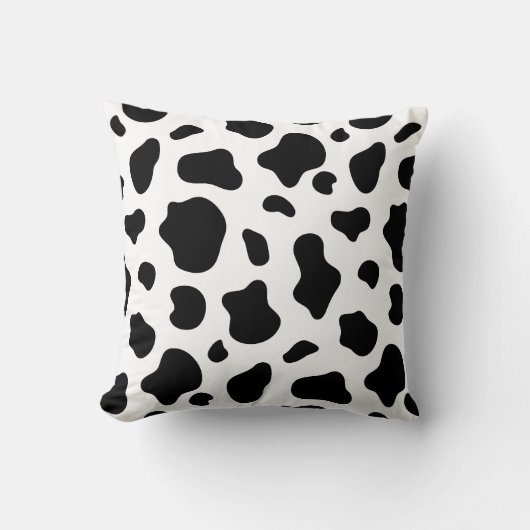 Black White Cow Print Pillow Farm Animal Pattern  クッション (正面)
