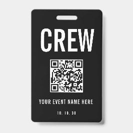 Black White Crew Backstage Pass QR Code Concert バッジ
