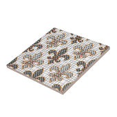 Black White Crosshatch Polka Dots Fleur-de-lis  タイル (側面)