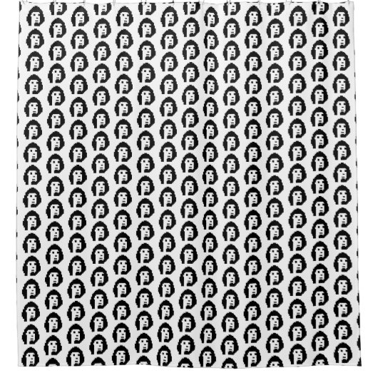 Black white cryptopunk #1 keychain button シャワーカーテン (正面)