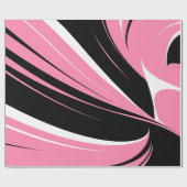 Black & White Curved Streaks on a Pink Background ラッピングペーパー (フラット)