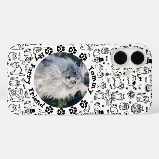 Black & White Custom Cat Photo and Name  Case-Mate iPhoneケース (裏面 (横))