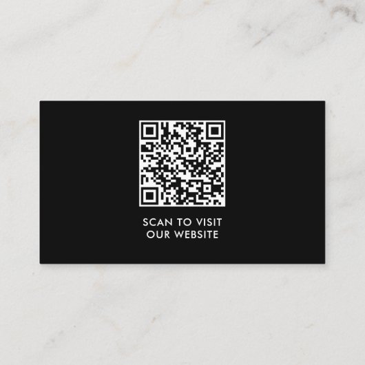 Black White Custom Logo QR Code Modern Simple 名刺 (裏面)