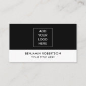Black White Custom Logo QR Code Modern Simple 名刺 (正面)