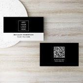 Black White Custom Logo QR Code Modern Simple 名刺