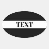 Black & White Custom Name Stripe 楕円形シール (正面)