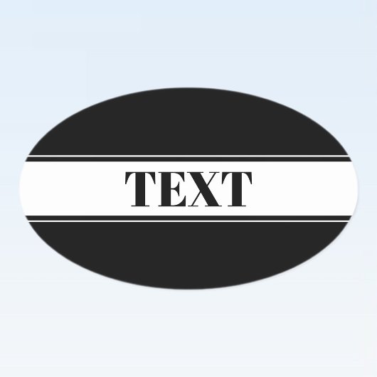 Black & White Custom Name Stripe 楕円形シール