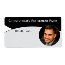 Black & White Custom Photo Event Label Name Tag