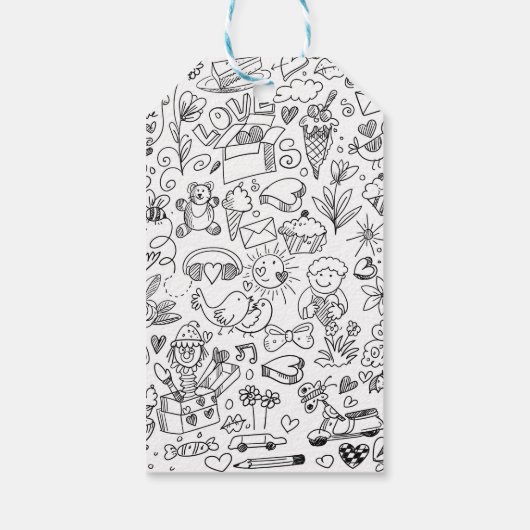 Black & White Cutest Napkin Doodle ギフトタグ (裏面)