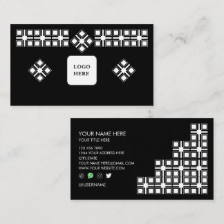 Black White Designed Professional Business Card 名刺
