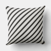 Black & White Diagonal Stripes Throw Pillow – Bold クッション (裏面)