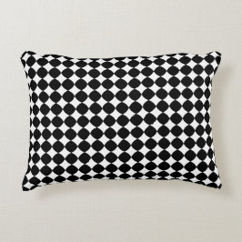 Black & White Diamond Checker Accent Pillow アクセントクッション