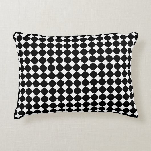 Black & White Diamond Checker Accent Pillow アクセントクッション (正面)