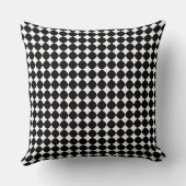 Black & White Diamond Checker Pattern Throw Pillow クッション (裏面)