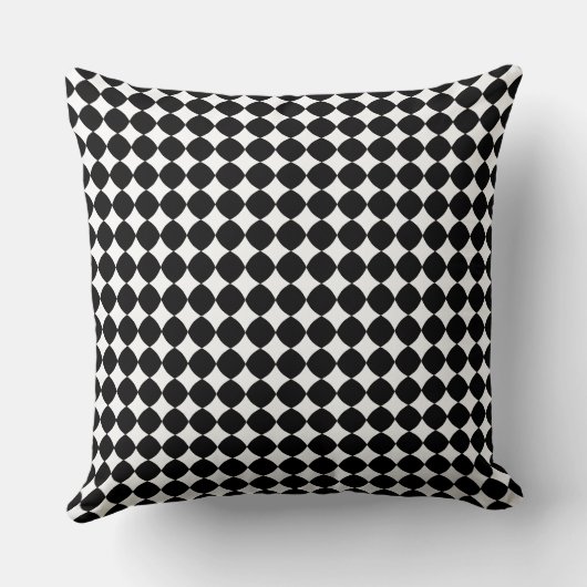 Black & White Diamond Checker Pattern Throw Pillow クッション (裏面)