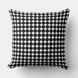 Black & White Diamond Checker Pattern Throw Pillow クッション