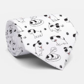 Black & White Dog Cartoon Custom Necktie ネクタイ (ロール)