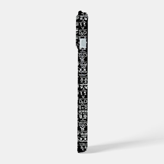Black & White Doodle Pattern  Case – Bold Ab iPhone 15ケース (左側面)